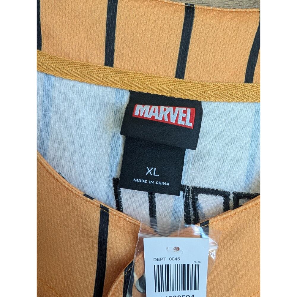 NWT Wolverine Baseball Jersey Mens XL Yellow Black Striped Marvel Howlett #74 - Picture 4 of 4